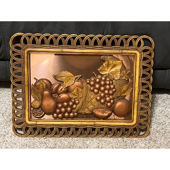 Vintage Art Industries Copper Craft Cornucopia Fruit Basket Wall Hanging - Picture 1 of 5